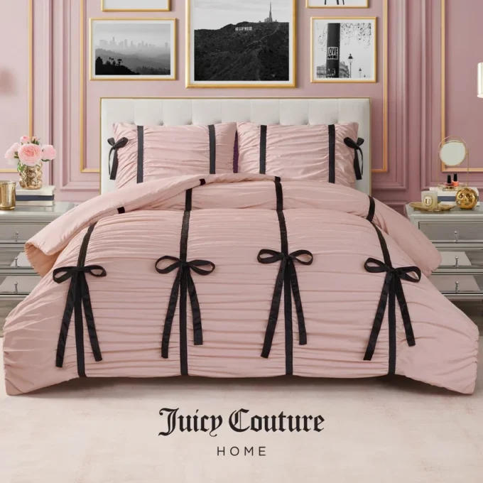 Amelie Bows Ruched Comforter Set Amelie Bows Ruched Comforter Set