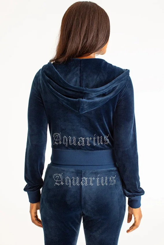 Aquarius Customizable Big Bling Velour Hoodie Aquarius Customizable Big Bling Velour Hoodie
