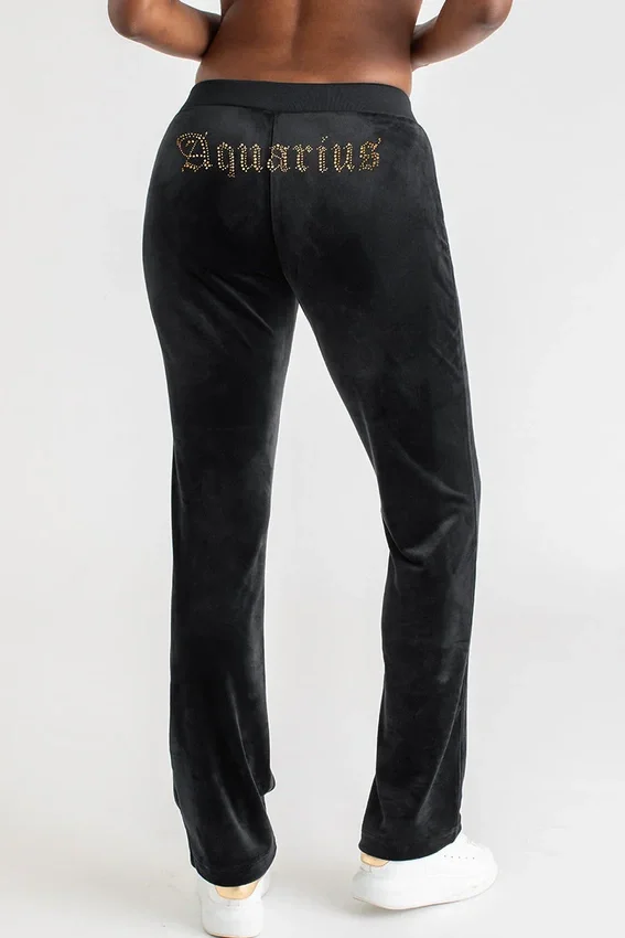 Aquarius Customizable Big Bling Velour Track Pants Aquarius Customizable Big Bling Velour Track Pants
