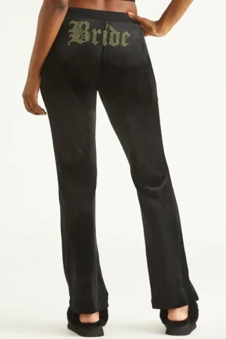 Bride Customizable Big Bling Velour Track Pants