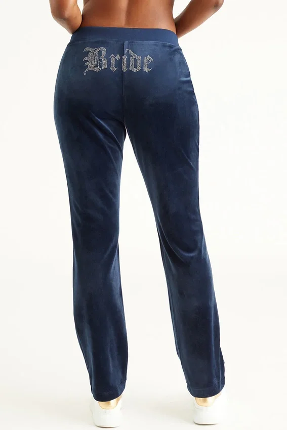 Bride Customizable Big Bling Velour Track Pants Bride Customizable Big Bling Velour Track Pants