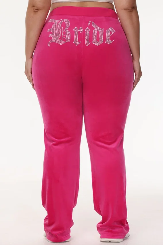 Bride Customizable Big Bling Velour Track Pants Bride Customizable Big Bling Velour Track Pants