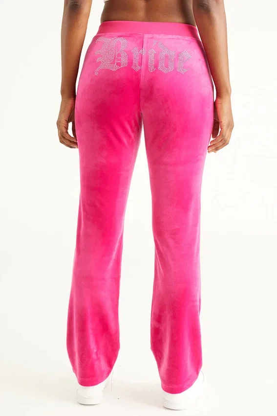 Bride Customizable Big Bling Velour Track Pants Bride Customizable Big Bling Velour Track Pants