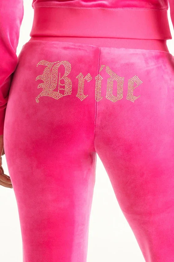 Bride Customizable Big Bling Velour Track Pants Bride Customizable Big Bling Velour Track Pants
