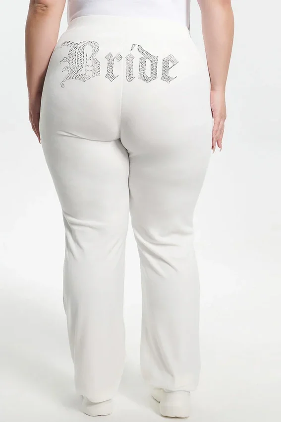 Bride Customizable Big Bling Velour Track Pants Bride Customizable Big Bling Velour Track Pants