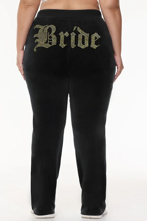 Bride Customizable Big Bling Velour Track Pants Bride Customizable Big Bling Velour Track Pants