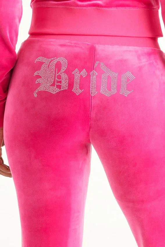 Bride Customizable Big Bling Velour Track Pants Bride Customizable Big Bling Velour Track Pants
