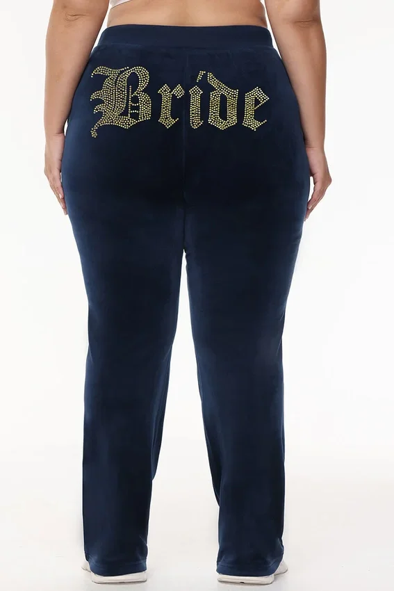 Bride Customizable Big Bling Velour Track Pants Bride Customizable Big Bling Velour Track Pants