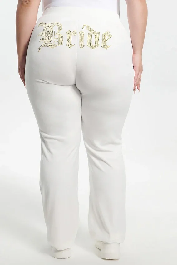 Bride Customizable Big Bling Velour Track Pants Bride Customizable Big Bling Velour Track Pants