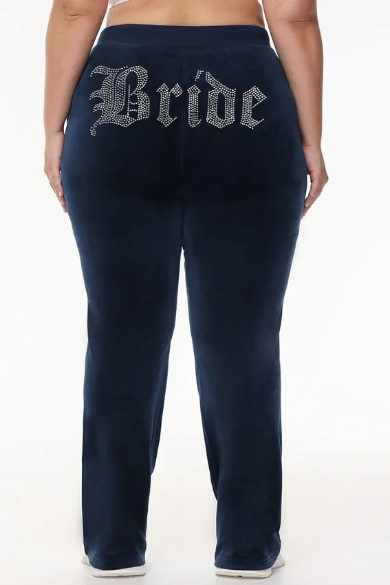 Bride Customizable Big Bling Velour Track Pants Bride Customizable Big Bling Velour Track Pants