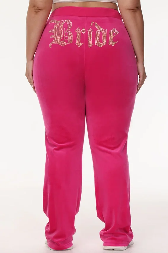 Bride Customizable Big Bling Velour Track Pants Bride Customizable Big Bling Velour Track Pants