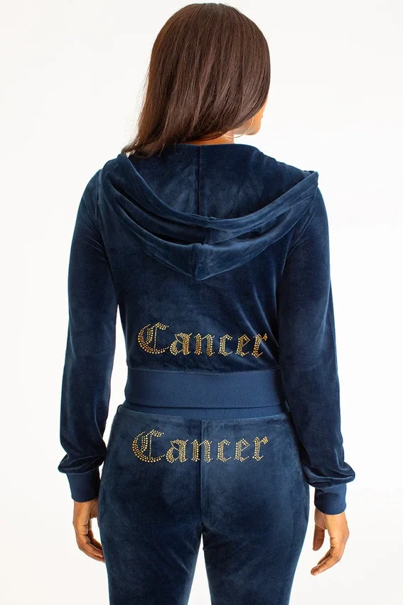 Cancer Customizable Big Bling Velour Hoodie Cancer Customizable Big Bling Velour Hoodie