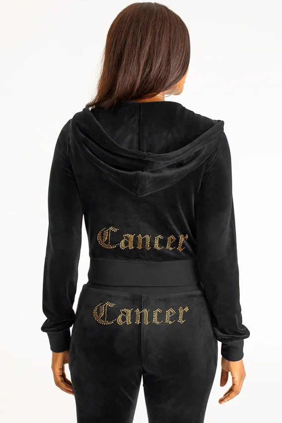 Cancer Customizable Big Bling Velour Hoodie Cancer Customizable Big Bling Velour Hoodie