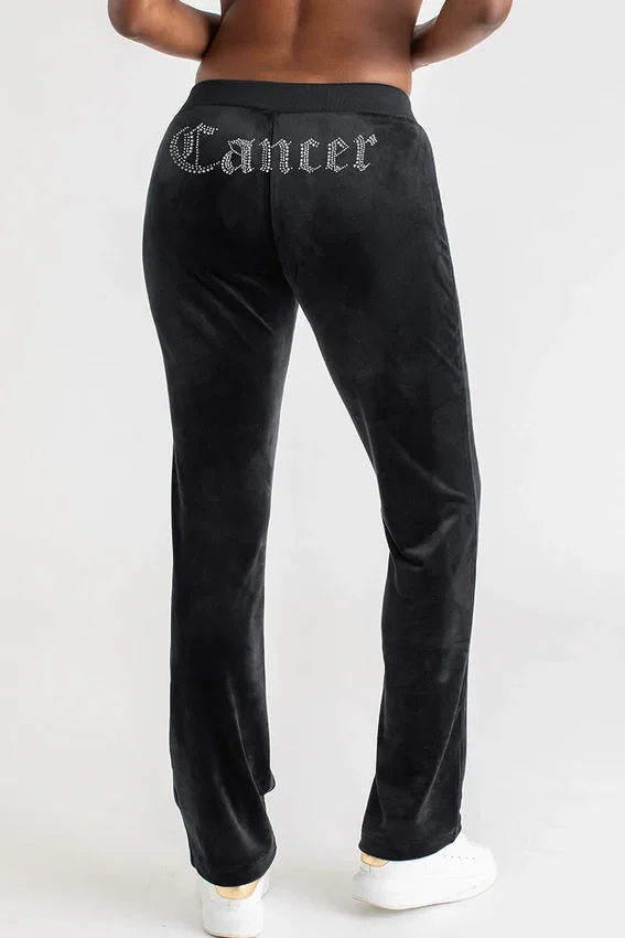 Cancer Customizable Big Bling Velour Track Pants Cancer Customizable Big Bling Velour Track Pants