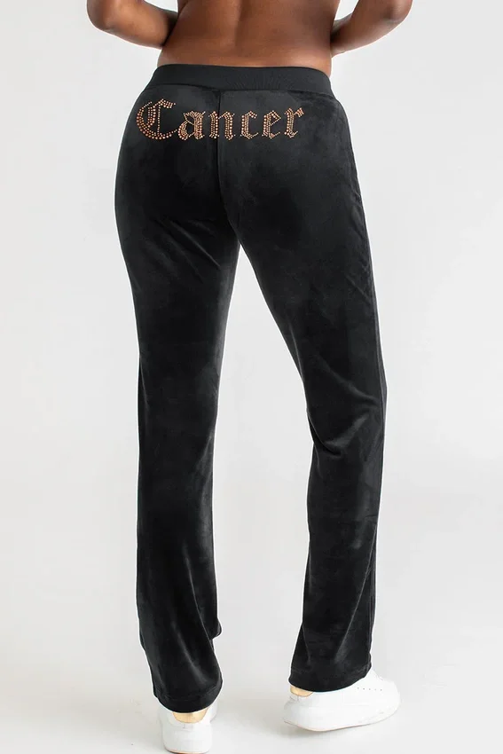 Cancer Customizable Big Bling Velour Track Pants Cancer Customizable Big Bling Velour Track Pants