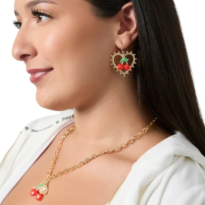 Cherry Heart Drop Earrings