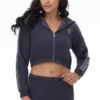 Cropped Fleece Hoodie with Side Bling