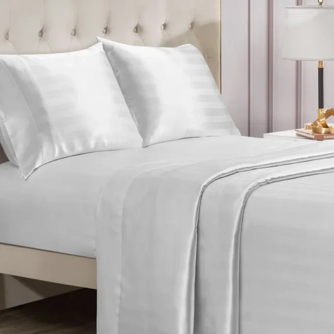 Damask Stripe Satin Sheet Set