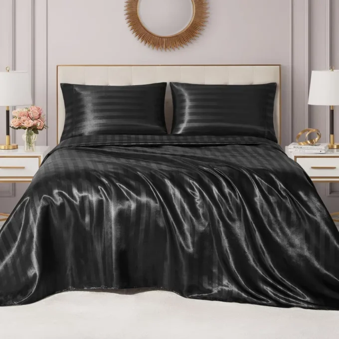 Damask Stripe Satin Sheet Set