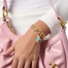 Double Chain Bracelet with Blue Dog Charm