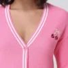 Embroidered Tipped Sweater Cardigan