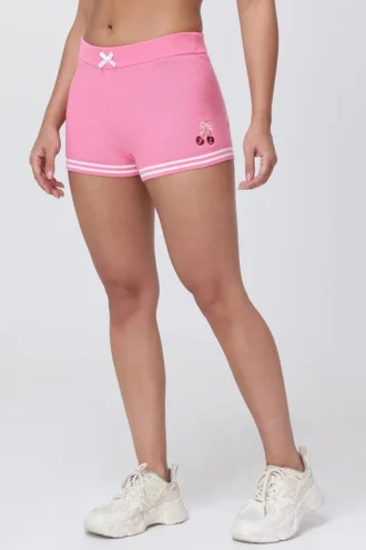 Embroidered Tipped Sweater Shorts Embroidered Tipped Sweater Shorts