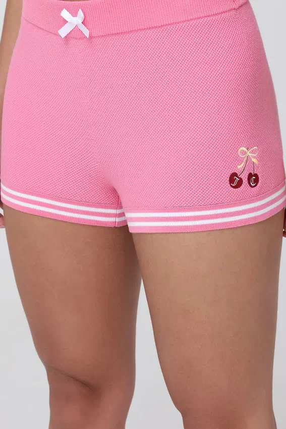 Embroidered Tipped Sweater Shorts Embroidered Tipped Sweater Shorts
