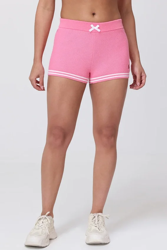 Embroidered Tipped Sweater Shorts Embroidered Tipped Sweater Shorts