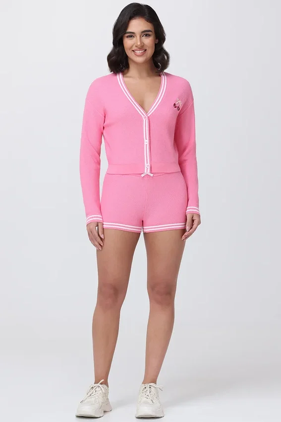 Embroidered Tipped Sweater Shorts Embroidered Tipped Sweater Shorts