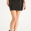 Faux Suede Double Zip Skirt