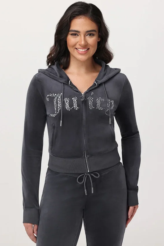 Front Mixed Crystals Velour Hoodie Front Mixed Crystals Velour Hoodie