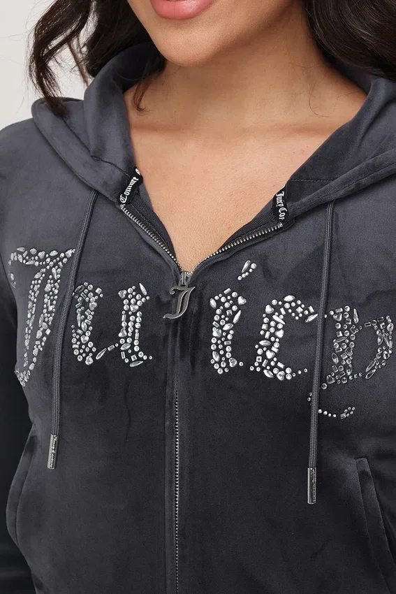Front Mixed Crystals Velour Hoodie Front Mixed Crystals Velour Hoodie