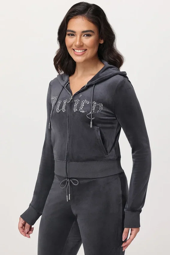 Front Mixed Crystals Velour Hoodie Front Mixed Crystals Velour Hoodie