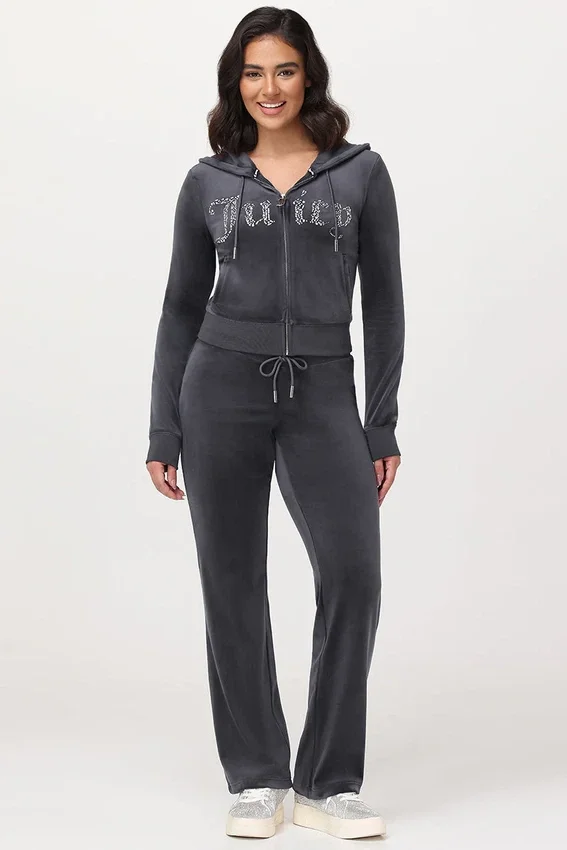 Front Mixed Crystals Velour Hoodie Front Mixed Crystals Velour Hoodie