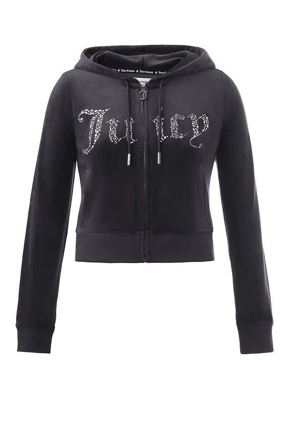 Front Mixed Crystals Velour Hoodie Front Mixed Crystals Velour Hoodie