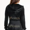 Gemini Customizable Big Bling Velour Hoodie
