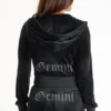 Gemini Customizable Big Bling Velour Hoodie