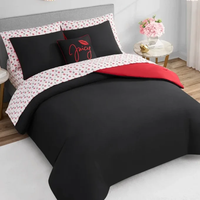 Glam Girl Solid Reversible Bed in a Bag Bedding Set