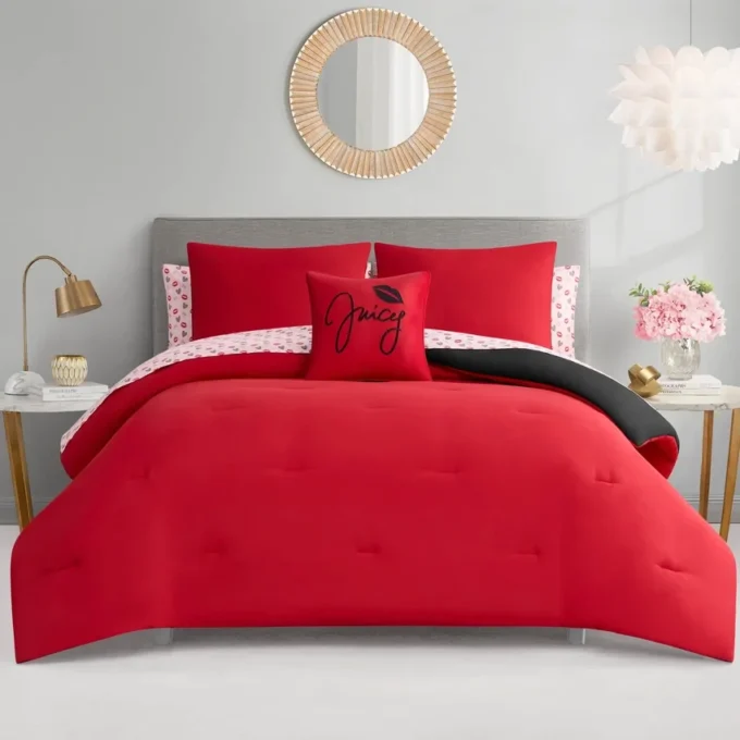 Glam Girl Solid Reversible Bed in a Bag Bedding Set