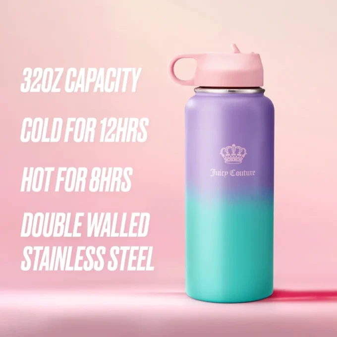 Go Girl Stainless Steel Water Bottle with Pop-Up Straw