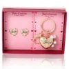 Gold-Tone Heart Keychain Bag Charm & Earring Set