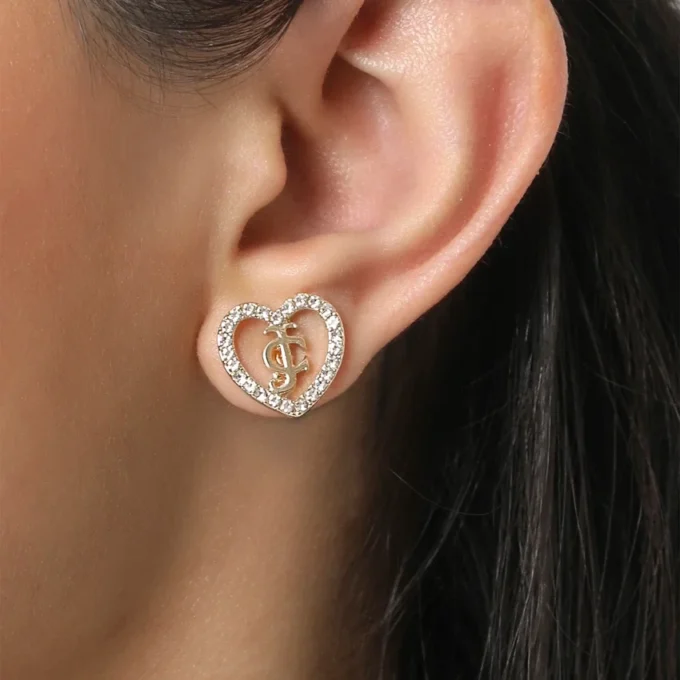 Gold-Tone Pava Heart Necklace & Stud Earrings Set
