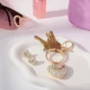 Gold-Tone Pave Heart Keychain Bag Charm & Earrings Set