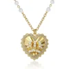 Heart Crown Necklace with Pearl Accent