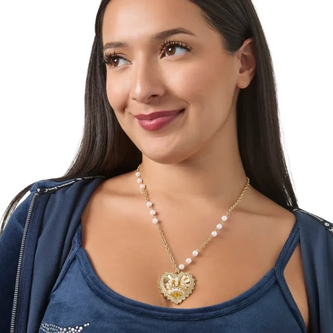 Heart Crown Necklace with Pearl Accent