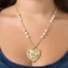 Heart Crown Necklace with Pearl Accent