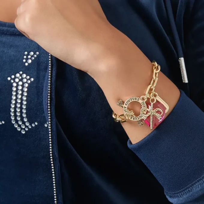 Heart Stone & J Charm Bracelet