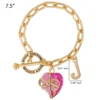 Heart Stone & J Charm Bracelet