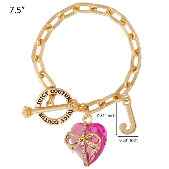 Heart Stone & J Charm Bracelet