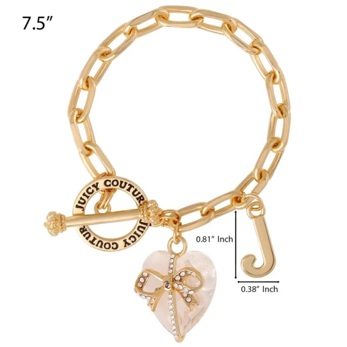 Heart Stone & J Charm Bracelet